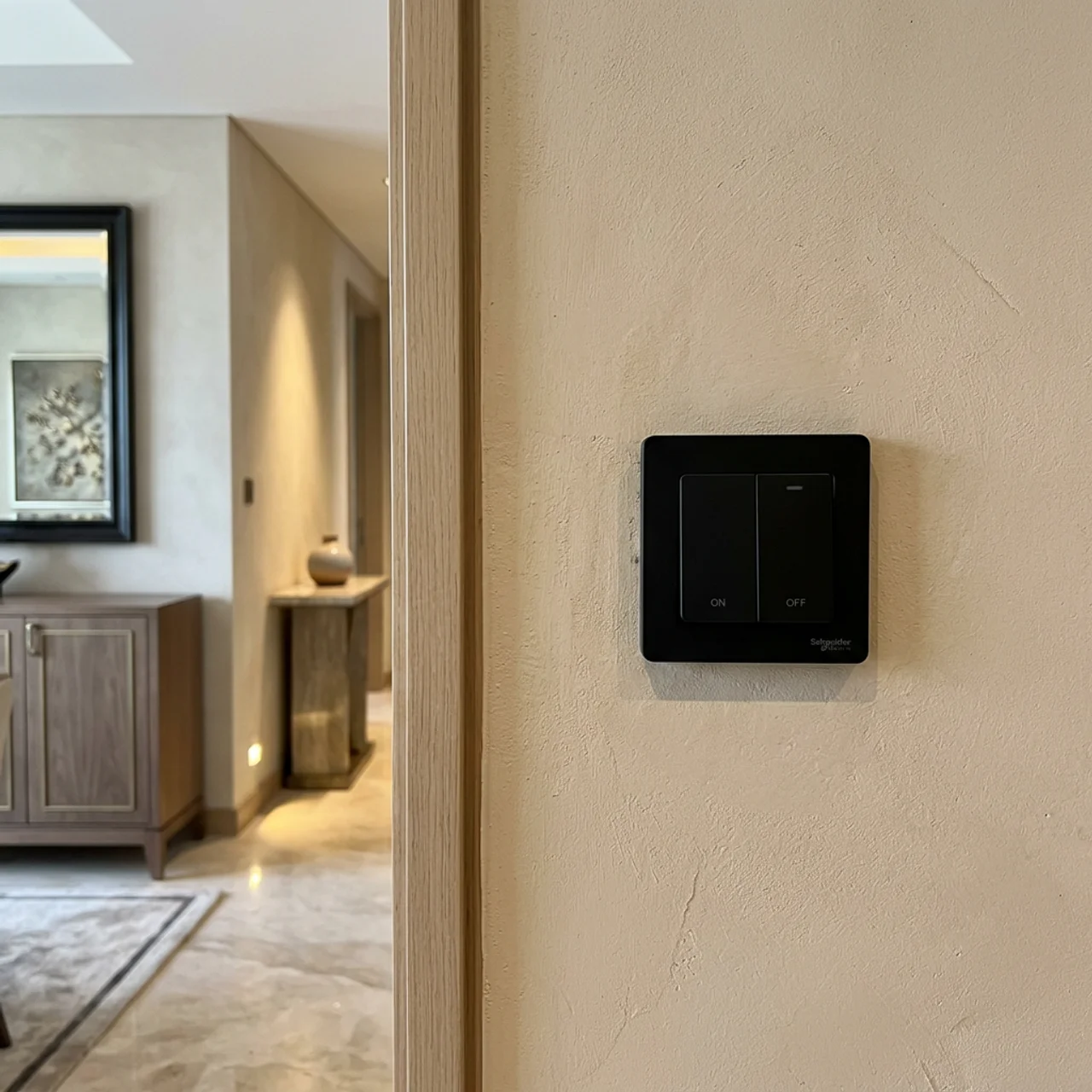 Black matte wall switches installed by RumahPro Malaysia electrician